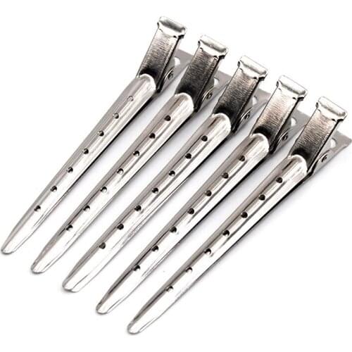 1/5/10Pcs Crocodile Leather Hairpin Duck Bill Hairpin Rust-proof Metal Hairpin with Holes for Curly Hair Style Partition Clip