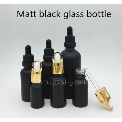 10ml 15ml 20ml 30ml 50ML 100ML Matt Black Glass Bottle With Dropper Essential Oil Bottle Perfume bottle