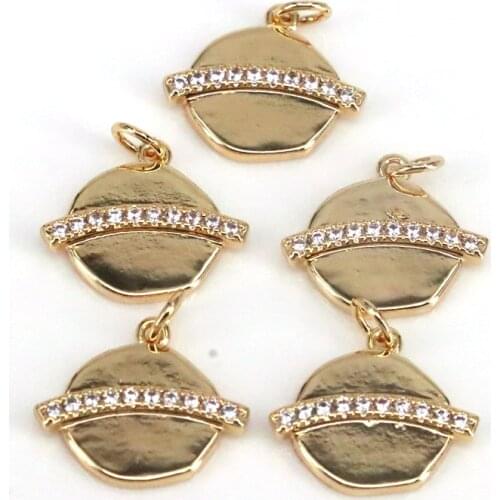 10Pcs ,Tiny Minimalist Pave CZ Earth Pendant Charms Gold Chic Jewelry Supplies