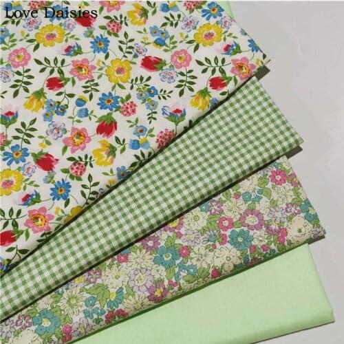 100% Cotton Pastoral BEIGE Red Yellow color Purplew Green Small Flower Floral Fabric DIY for Sheet Apparel Dress Blouse Decor