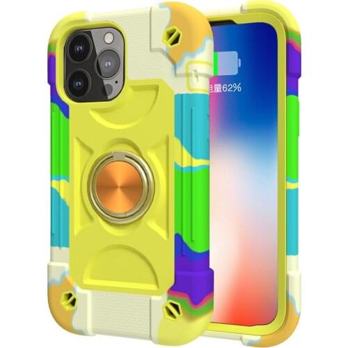 3 in 1 pc silicone shell Phone Case For IPhone 12Pro Max Phone Case 11 Pro XS XR Plus ring holder back cover