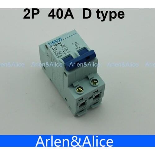 2P 40A D type 240V/415V 50HZ/60HZ Circuit breaker MCB safety breaker