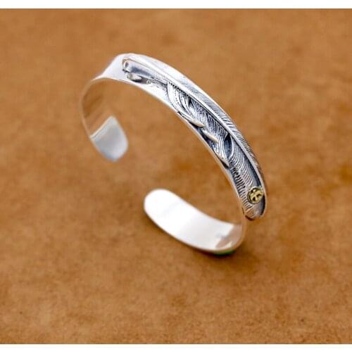 Starfield S925 Sterling Silver Thai Silver Jewelry Takahashi Feather Simple Bangle Men Women Popular Open Ended Bangles