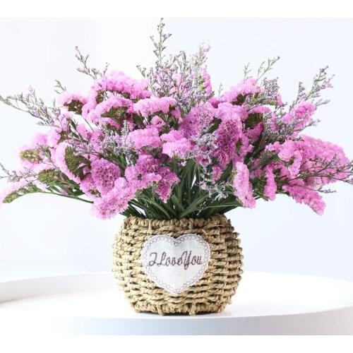 Myosotis Dried Flowers Bouquet with Hand-woven Flower Basket Cute Room Gift to Girl friend Gypsophila for Decoration in Vase