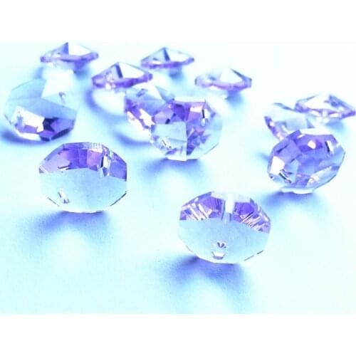 50pcs/lot 14mm crystal glass octagon beads with 2 holes for chandelier prism suncatchers beads
