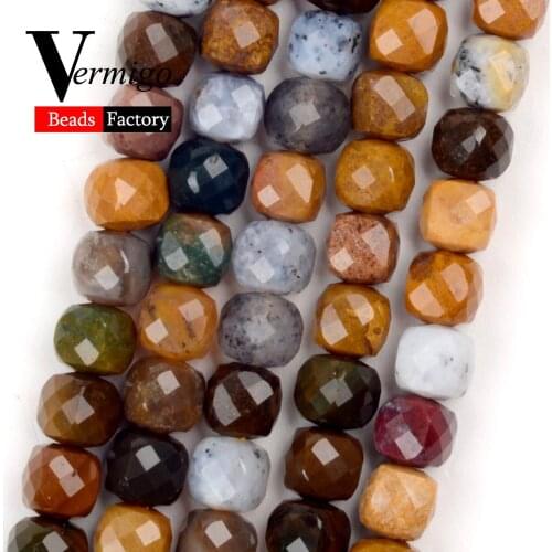 5mm Faceted Natural stone Ocean Japers Square Beads for Jewelry Making 70pc/strand Spacer Loose Beads diy Bracelet Jewellery 15