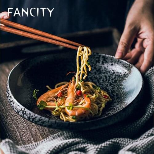 FANCITY Creative noodle wrist, large ramen bowl, ceramic bowl, millet porridge bowl, noodle bowl, beef soup noodle bowl