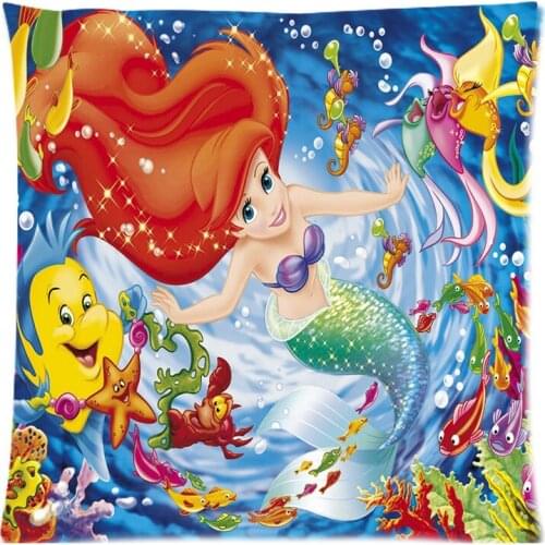 Little Mermaid DIY Throw Pillow Case Cushion Cover Sofa Home Car Decor 18"*18" Two Side Free Shipping