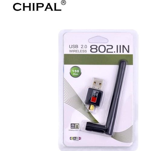 CHIPAL 1000pcs 150M External USB WiFi Adapter Antenna Dongle Mini Wireless LAN Network Card 802.11n/g/b for WinXP Vista Win7 / 8