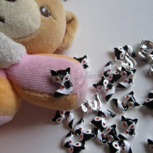 MD-355 10pcs Fancy Red Rhinestone Fox Deco Metal Charms Metal Deco Charms Nail Art