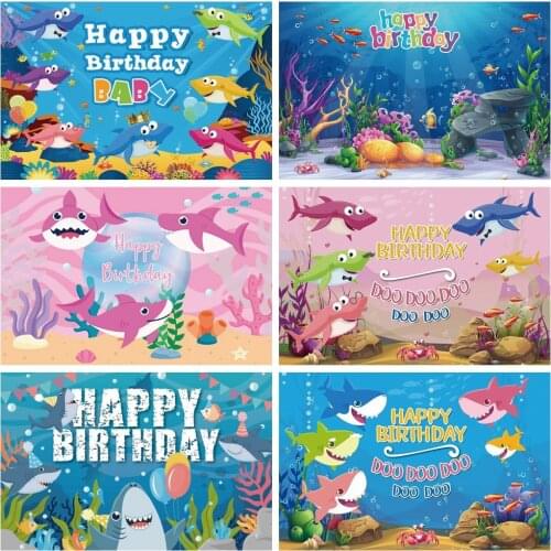 Yeele Baby Birthday Cartoon Shark Underwater World Dolphin Party Photographic Backgrounds Photography Backdrops For Photo Studio