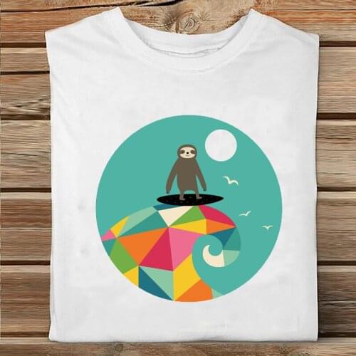 Clothes Print Tshirt Female Tee Top Ladies Graphic T-shirt Women Short Sleeve Surf Wave Animal Fashion Clothing