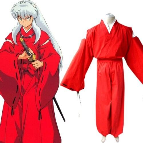 Anime Inuyasha Cosplay Costumes Red Japanese Kimono Men Robe Costume Halloween Party Costumes Sets Outfit