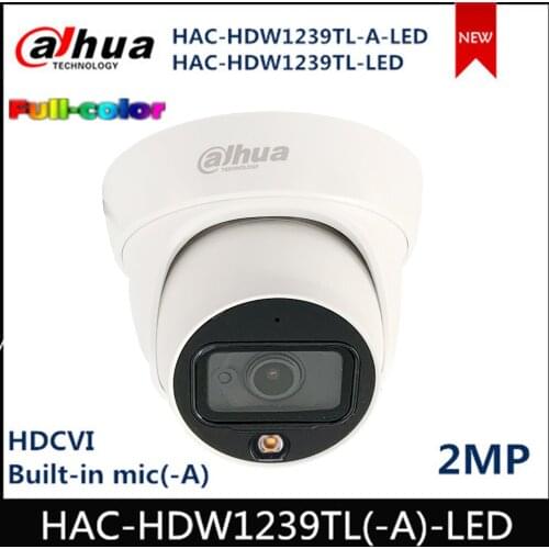Dahua 1080P HDCVI Camera Full Color Starlight Eyeball Camera Built-in mic(-A) HAC-HDW1239TL-LED HAC-HDW1239TL-A-LED