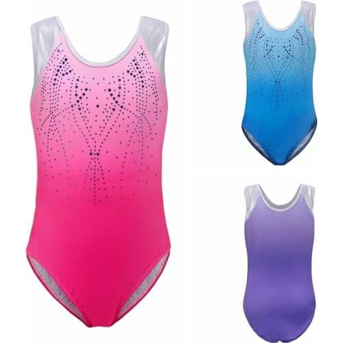 Sleeveless diamond Bright pattern Body suit ballet Gymnastics gradient color Dance Practice Clothes European American Pro