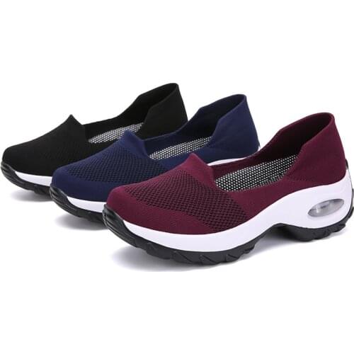 Womens Sneakers Breathable Mesh Outdoor Flat Platform Shoes Woman Loafers Ladies Air Cushion Wedges Shoes Women Casual Shoes