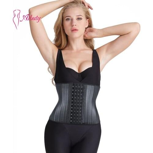 Atbuty 29 Steel Bone Smooth Female Latex Corset Sweat Fit And Contour Waist Trainer Slimming Hourglass Shaper