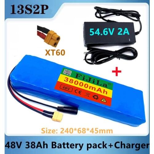 48v38Ah 18650 li-ion battery pack 13S2P 54.6V bike conversion kit bafang 1000w Electric bicycle Battery Build-in BMS+XT60/T Plug