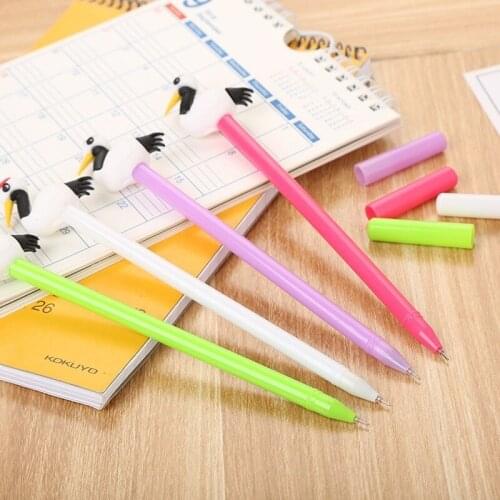 20 PCs Gel Pens Set Cute Red-Crowned Crane of Head Pen Creative Learning Stationery Cartoon Office Kawaii Gel Pen Signature Pen