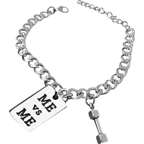 YUNLI 2021 New Personality YOU And ME Dumbbell Square Brand Bracelet Hip Hop Punk Atyle Couple Bracelet Student Trendy Jewelry