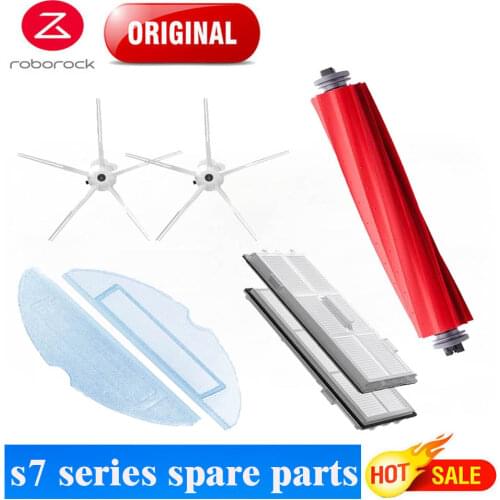 Original Roborock S7 Accessories Rubber Detachable Main Brush Washable Hepa Filter Side Brushes S7 Plus Vacuum Cleaner Mop Cloth