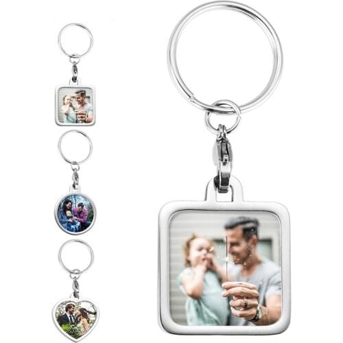 Personalized Photo Key Chain Heart Round Square Key Chains Family Love Promise Gifts For Anniversary Stainless Steel