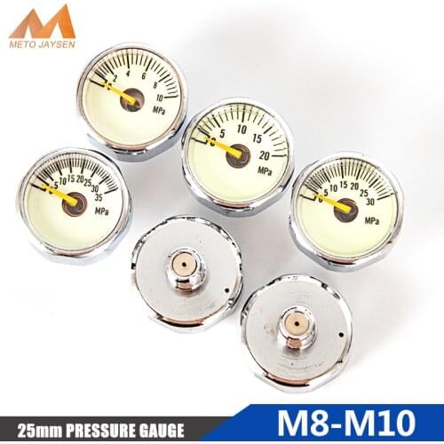 PCP Paintball Pump Scuba Diving Valve Gauge High Pressure Gauge 25mm M10x1 1 Inch Manometre 10mpa 20mpa 30mpa 35mpa
