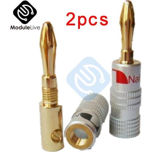 24K Gold Plated For Nakamichi Speaker Banana Plug Pure Copper Audio Jack Connector