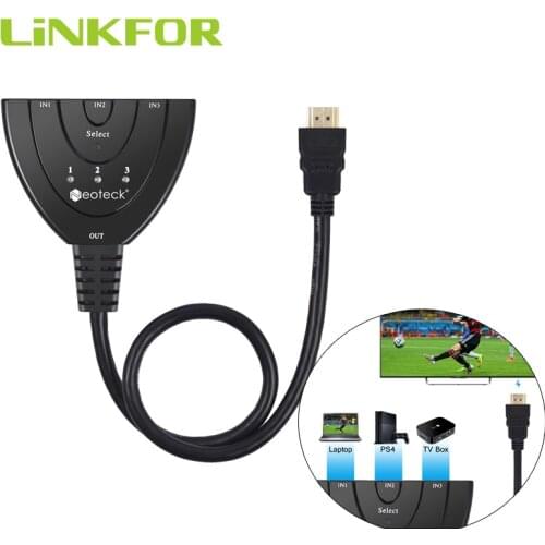 LiNKFOR Gold Plated HD Hub Switch Connetor HDMI Switcher 3 Ports 1080P HDMI Switches for HDTV PC Projector PS3 PS4 Xbox STB