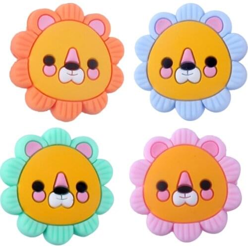 5Pcs Mini Lion BPA Free Silicone Beads Nursing Teething Toys For Teeth Food Grade Baby Teethers