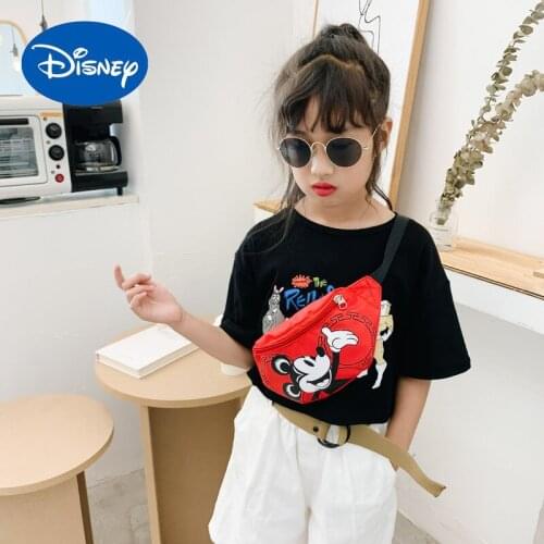 Disneys New Childrens Mickey Chest Bag Boys and Girls Small Messenger Bag Oxford Cloth Coin Purse Decoration Outing Pockets