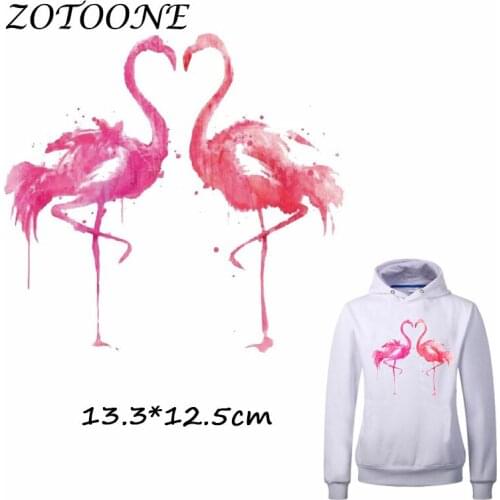 ZOTOONE Iron on Patches for Clothes Heat Transfer Pink Flamingo Patch A-level T Shirt Stickers for DIY Accessory Applique Kids C