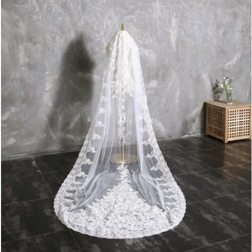 Unique Exquisite Handmade Lace Bridal Veil | Cathedral Wedding Veil | Elegant Custom Length Bridal Soft Tulle Veil | Bridal Hair