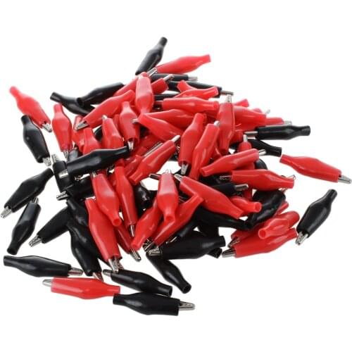 100 Pcs Croc Clip for Test Leads Black / Red Crocodile Clips S UK