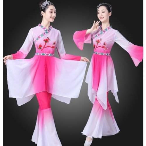 Womens classical dance costumes elegant square dance new style suits ladies' Yangko clothes modern fan dance costumes