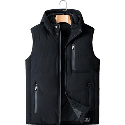 2020 AUTUMN Winter Sleeveless Jacket Down Vest Mens Warm Thick Hooded Coats Padded Waistcoat Plus Size XL-5XL 6XL 7XL 8XL