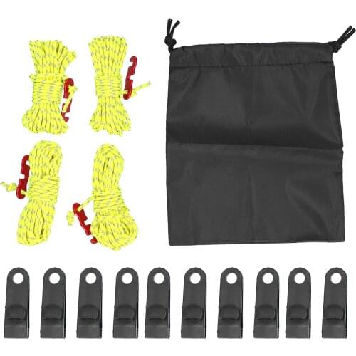 1 set Outdoor Guy Lines Camping Rope with Adjuster Tent Rope Guide Cord with Tent Clip Set Fasteners Clamps Stretch Rope