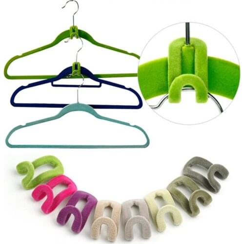 10Pcs/lot Cloth Flocking Holder Cloth Hanger Hook Home Easy Hook Wardrobe Closet Organizer Clothes Hanger Clothes Organzier
