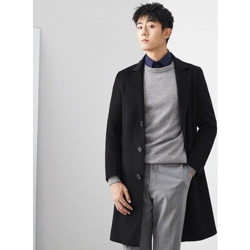 100% Wool Coat Autumn Winter Jacket Men Double-side Woolen Coat Men Streetwear Windbreaker Long Coats MG-00-7088 MY1941