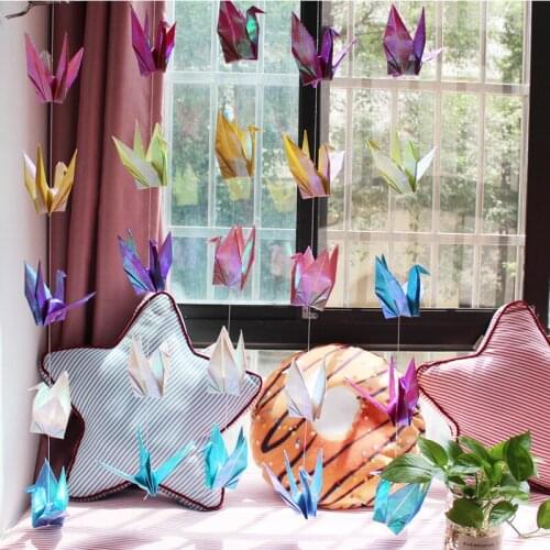 100 Pcs Pearlite Color Handmade Crane For Birthday Wedding Decorations DIY Paper Crane Party Banner Valentines Day