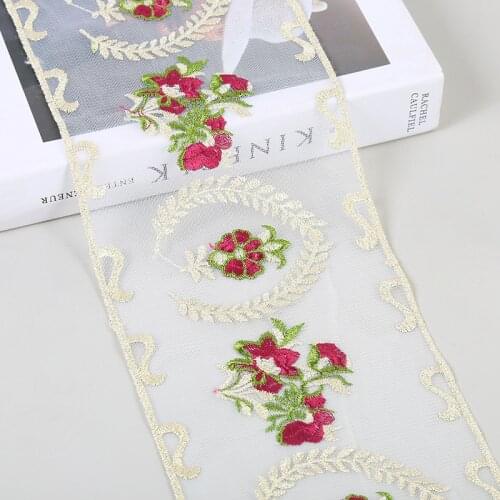 2Y/Lot Width 14cm Flower Lace Trim Foil Skirt Hem For Dress Sewing Applique Costume Dress Fabric Curtain Decoration