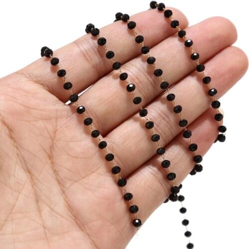 3MM width stainless steel Chain Link with glass beads for DIY Necklaces Bracelets Jewelry Making