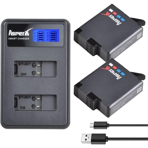 2Pcs AHDBT-501 Battery for Gopro Hero7 Hero 6 Hero 5 Camera Battery Pack+ LCD USB Dual Charger for GoPro Hero7 6 Action Camera