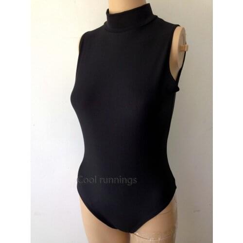 Adult Kid Black Unisex Spandex Mock Neck Turtleneck dancewear zentai costume Leotard Unitard