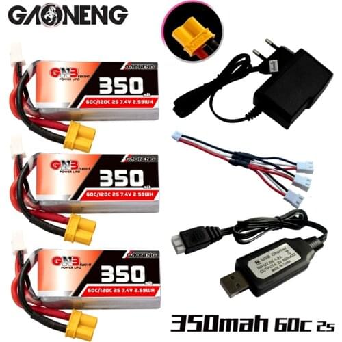 Gaoneng Gnb 350Mah 2S 7.4V 60C/120C HV Lipo Battery XT30 Plug For Beta75X Rc Drone Fpv racing Drone + Charger