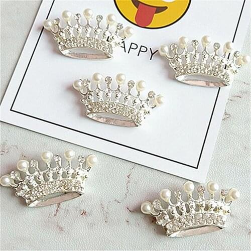 Crown Shape Faux Pearl Rhinestone DIY Handmade Hair Accessory Headwear Brooch