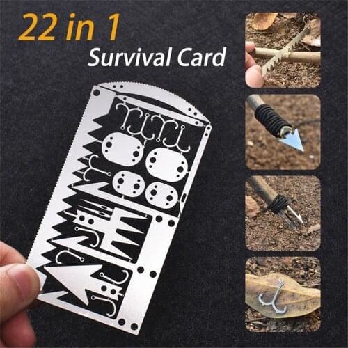 22 in 1 Fishing Gear Hook Card Outdoor EDC Multi Tools Portable Outdoor Camping Supplies Multifunctional Survival Card Tools