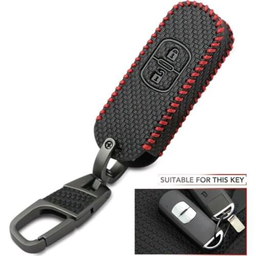 Leather Remote Key Case Protective Cover For Mazda 2 3 5 6 CX5 CX7 CX9 GT Black