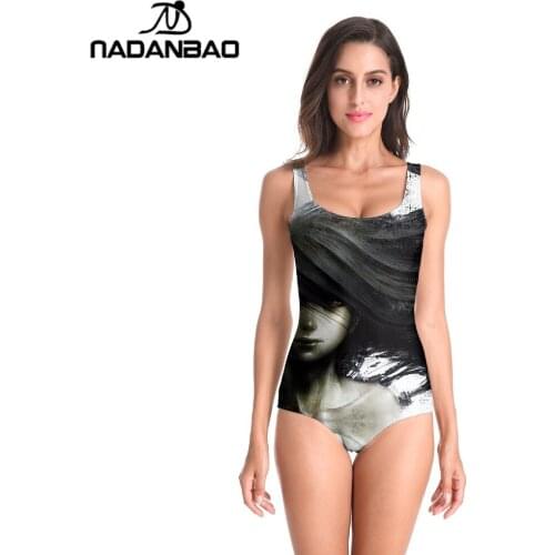 NADANBAO New Design Women Swimwear Beach Wear The Long Hair Girl Digital Printed Bathing Suit One Piece Swimsuit