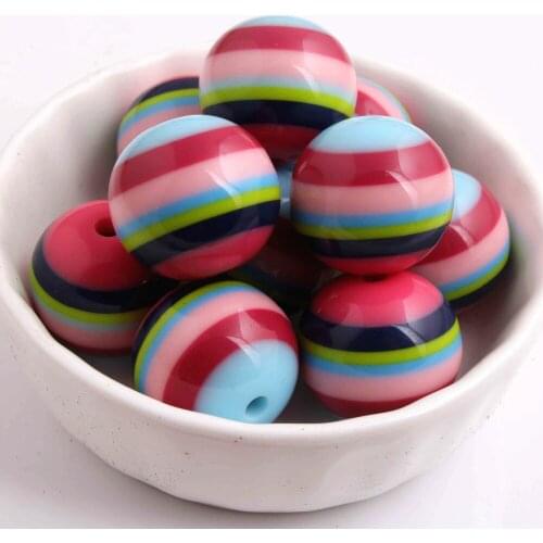 Kwoi vita Fashion AAA Quality Chunky Round 20MM Colorful Rainbow Color 100pcs Resin Strips Beads Jewelry